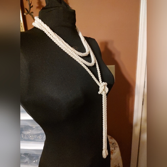 ▫️🎀▫️Elegant Vtg 80's Lusterous Art Deco Style Multi-Strand Seed Pearl Necklace - Picture 3 of 16